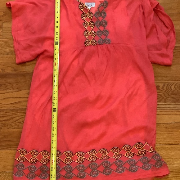 Signature by Robbie Bee Pink Shift Dress Size Large Embroidered and Lined - Picture 7 of 13